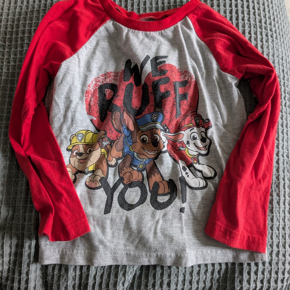 Paw Patrol Long Sleeve Tee - Red & Gray